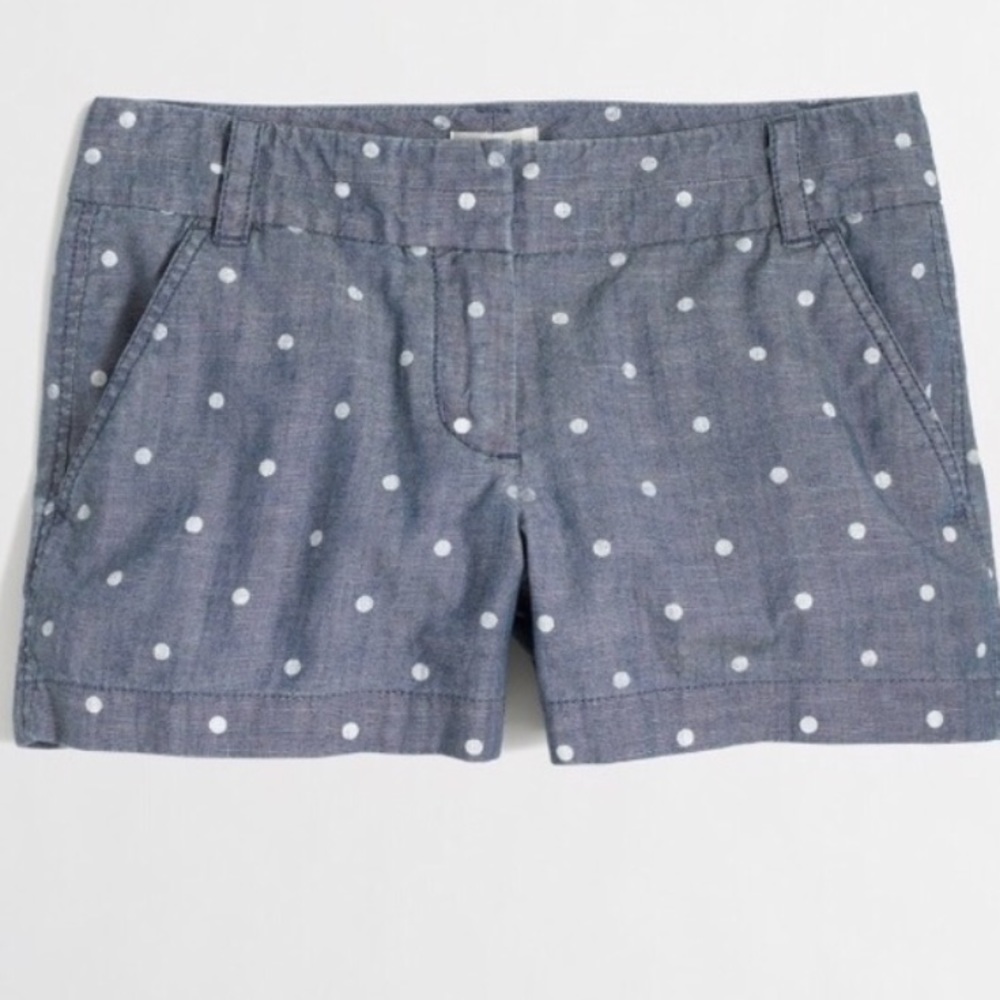 J crew polka dot chambray shorts 2